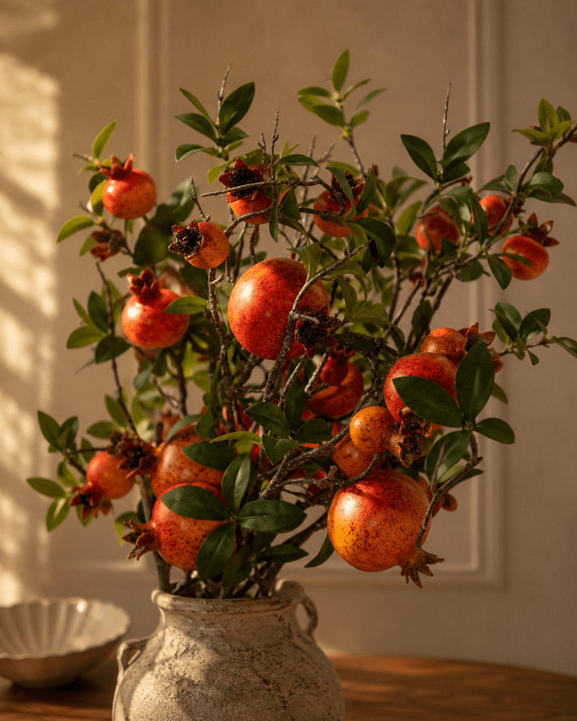 Orange Pomegranate Artificial Flower - Single stem