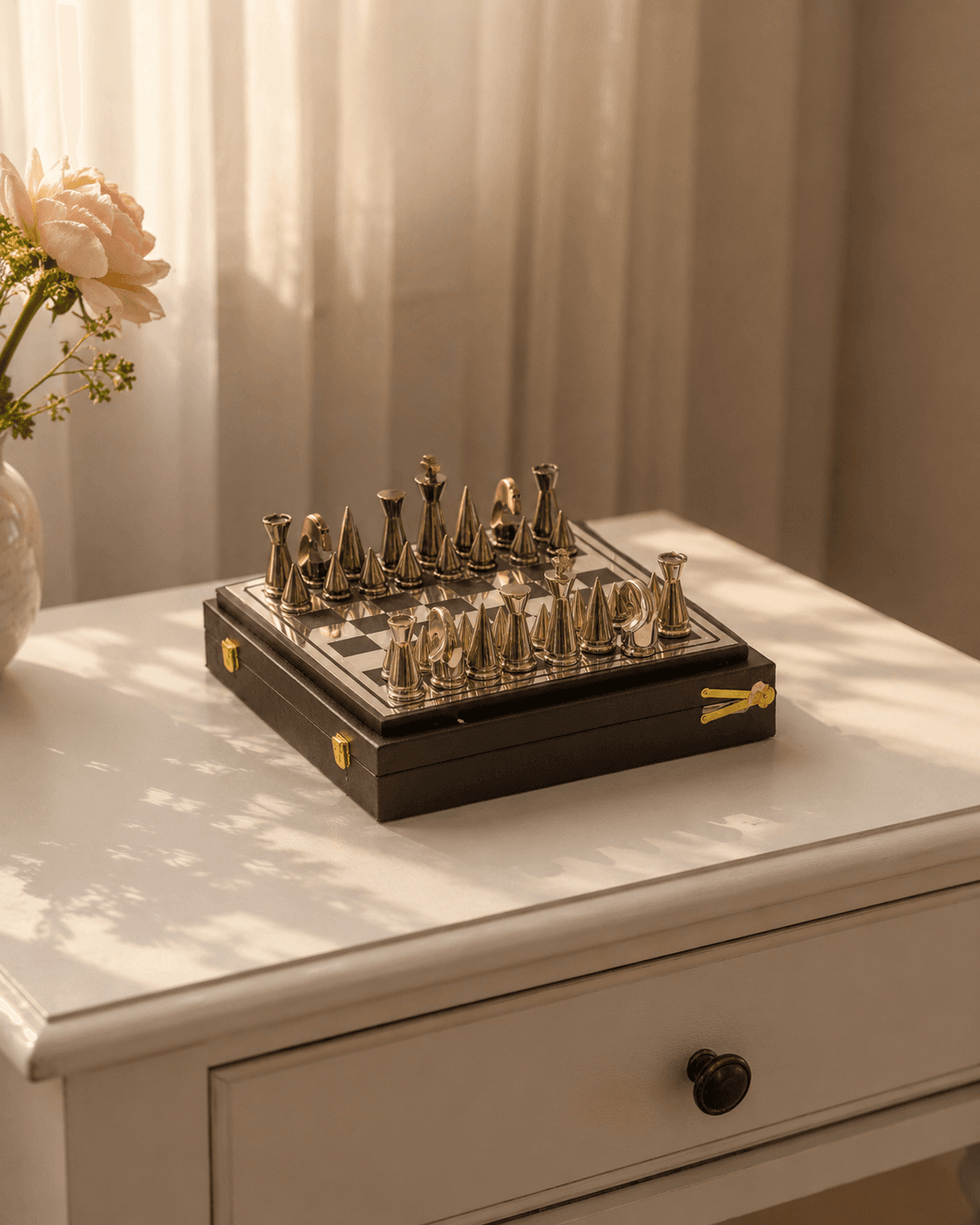 Metal Chess Board – Black & Silver