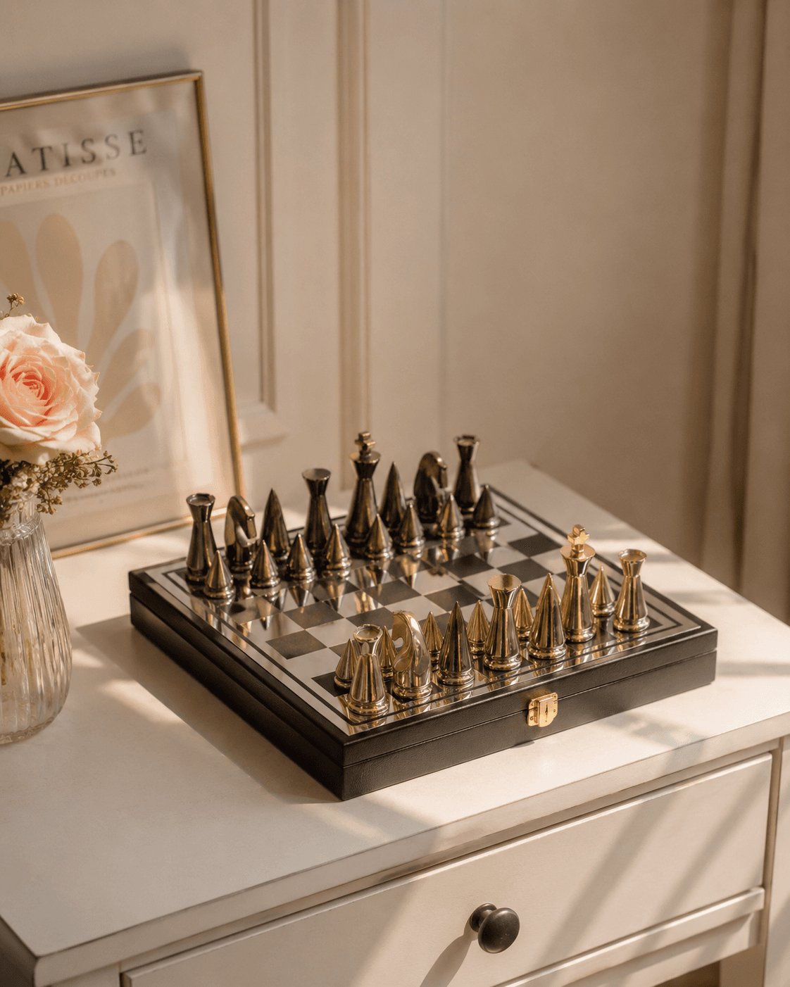 Metal Chess Board – Black & Silver