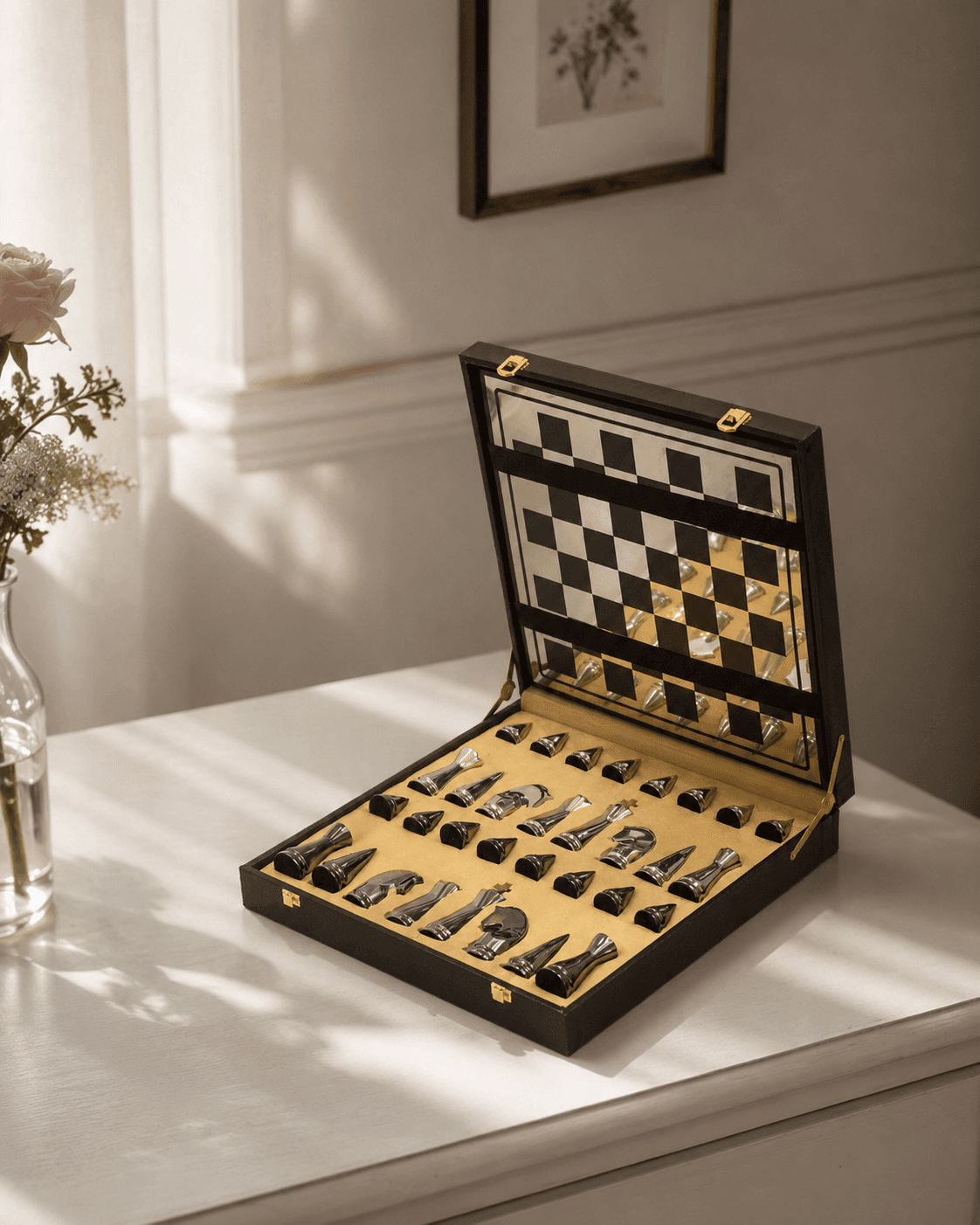 Metal Chess Board – Black & Silver