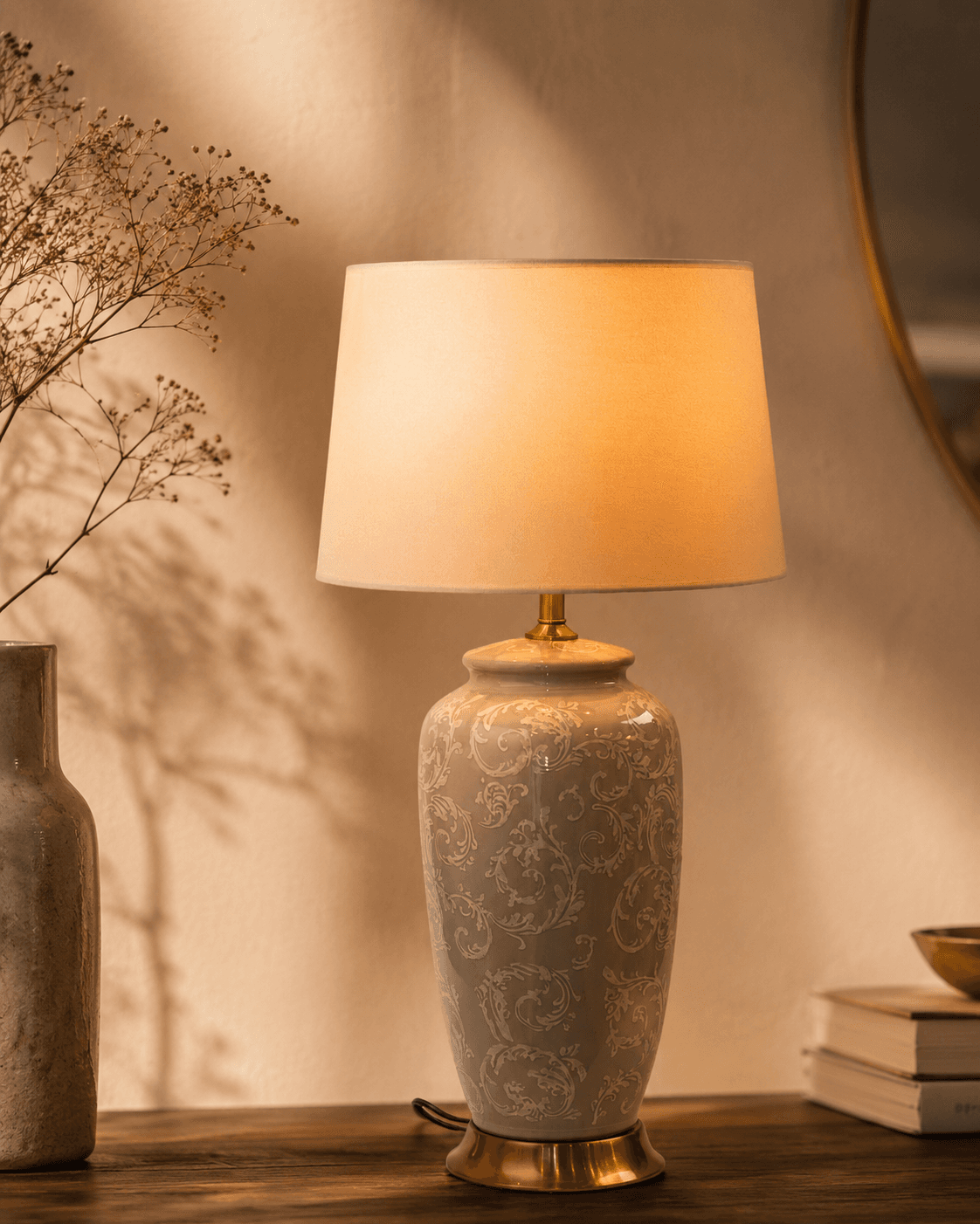 Berini Table Lamp Paisley – Grey