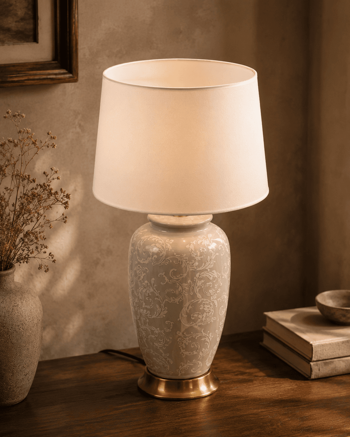 Berini Table Lamp Paisley – Grey
