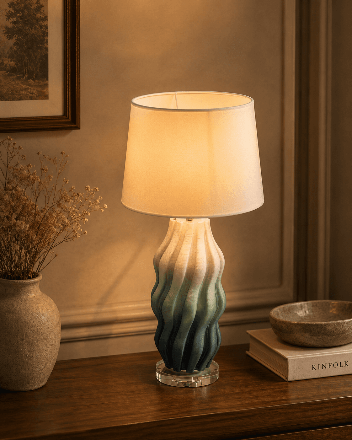 Ether blue 3D Table Lamp - Blue
