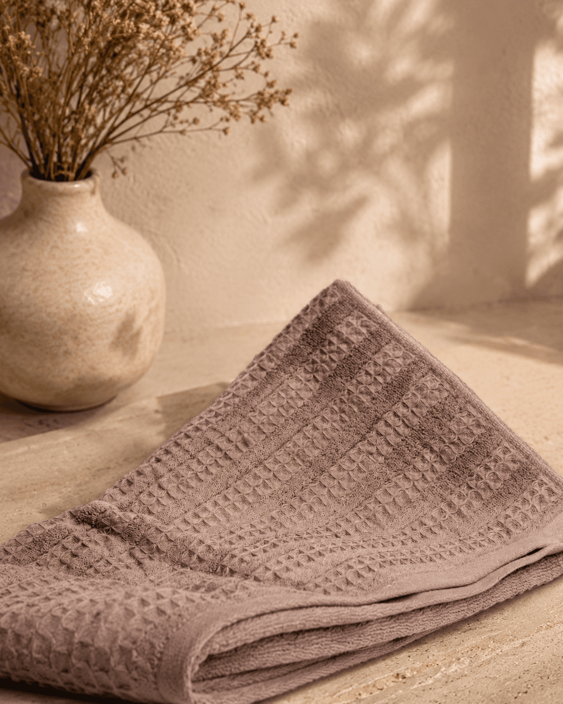 Bamboo Waffle Bath and Hand Towel - Grey