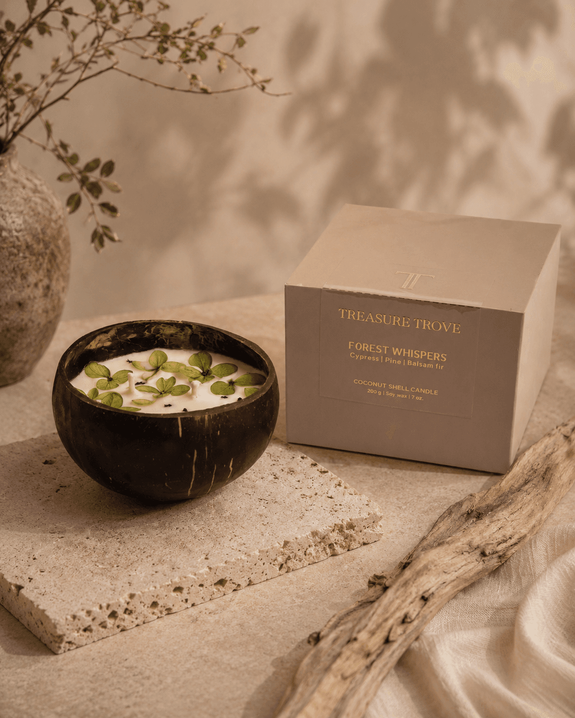 Coconut Shell Candle – Forest Whispers