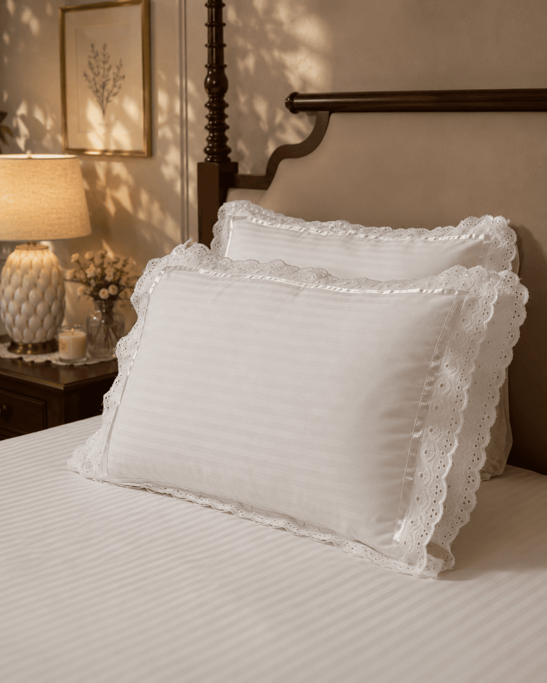 Double Lace Stripes Bedsheet – White