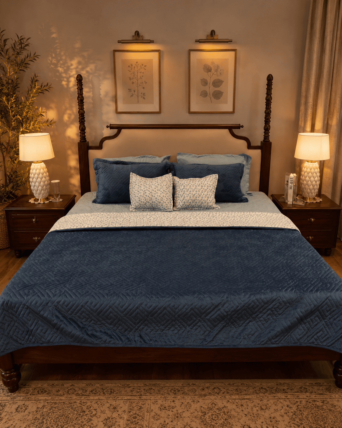 Quilted Velvet Solid Bedcover