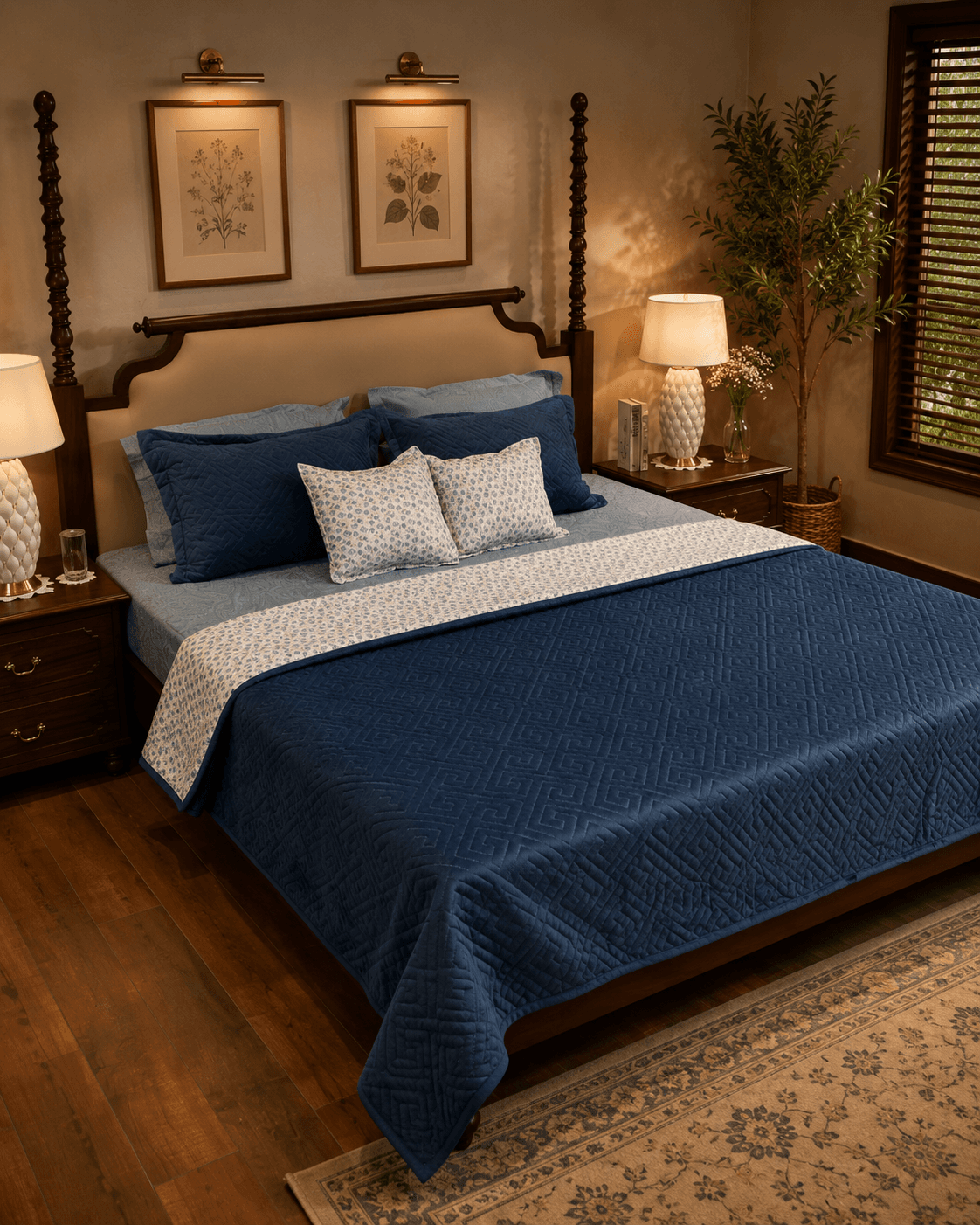 Quilted Velvet Solid Bedcover