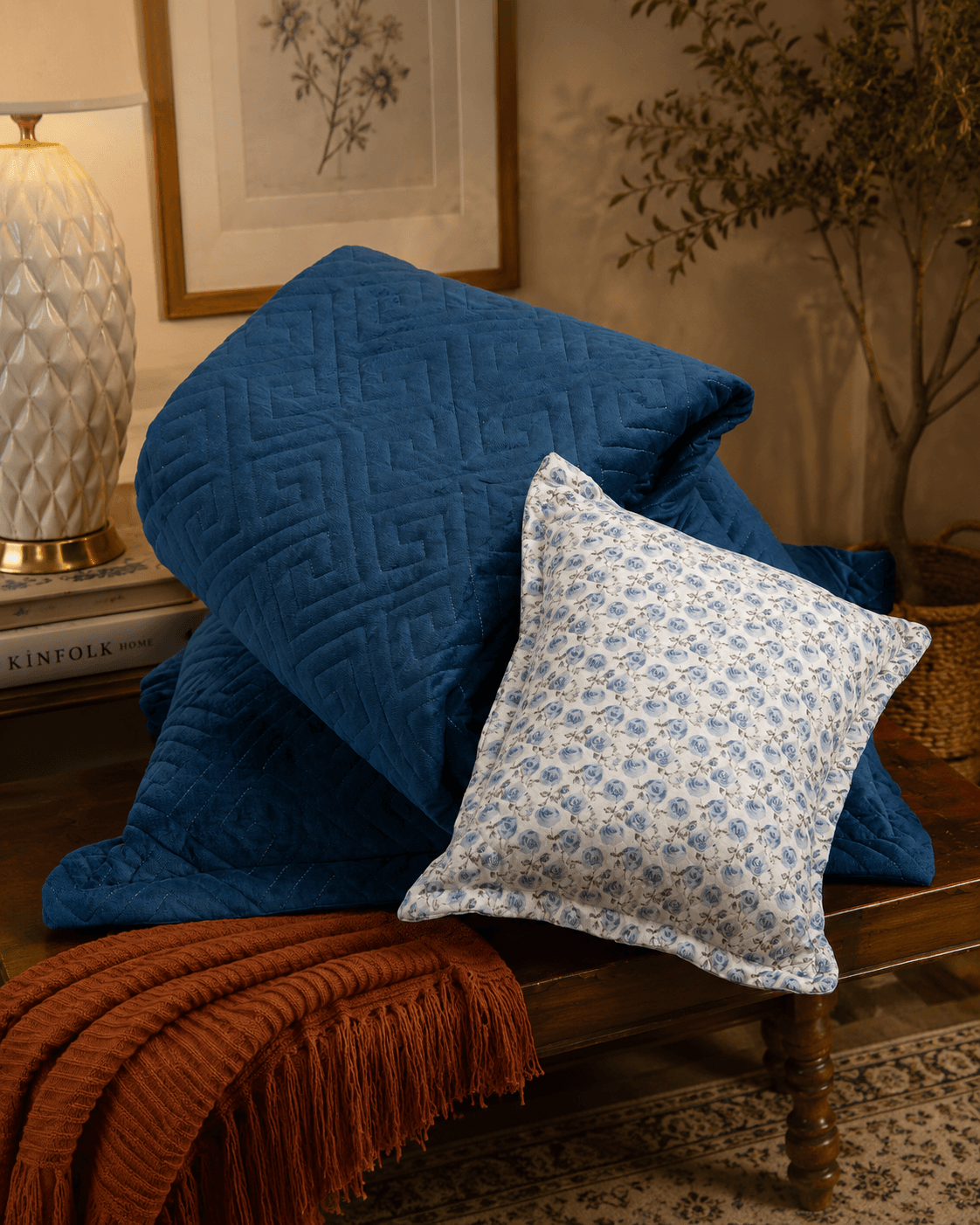 Quilted Velvet Solid Bedcover