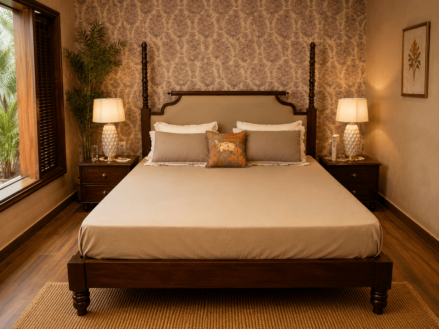 Double Lace Solid Bedsheet – Taupe