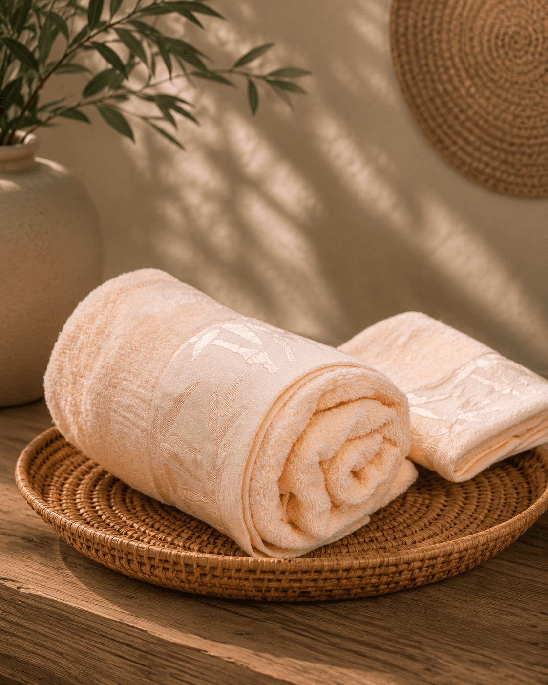 Bamboo Terry Bath and Hand Towel - Peach