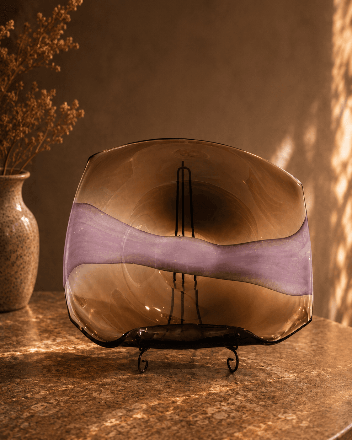 Murano Style Purple Glass Plate