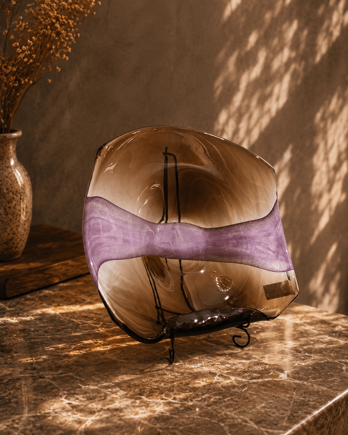 Murano Style Purple Glass Plate