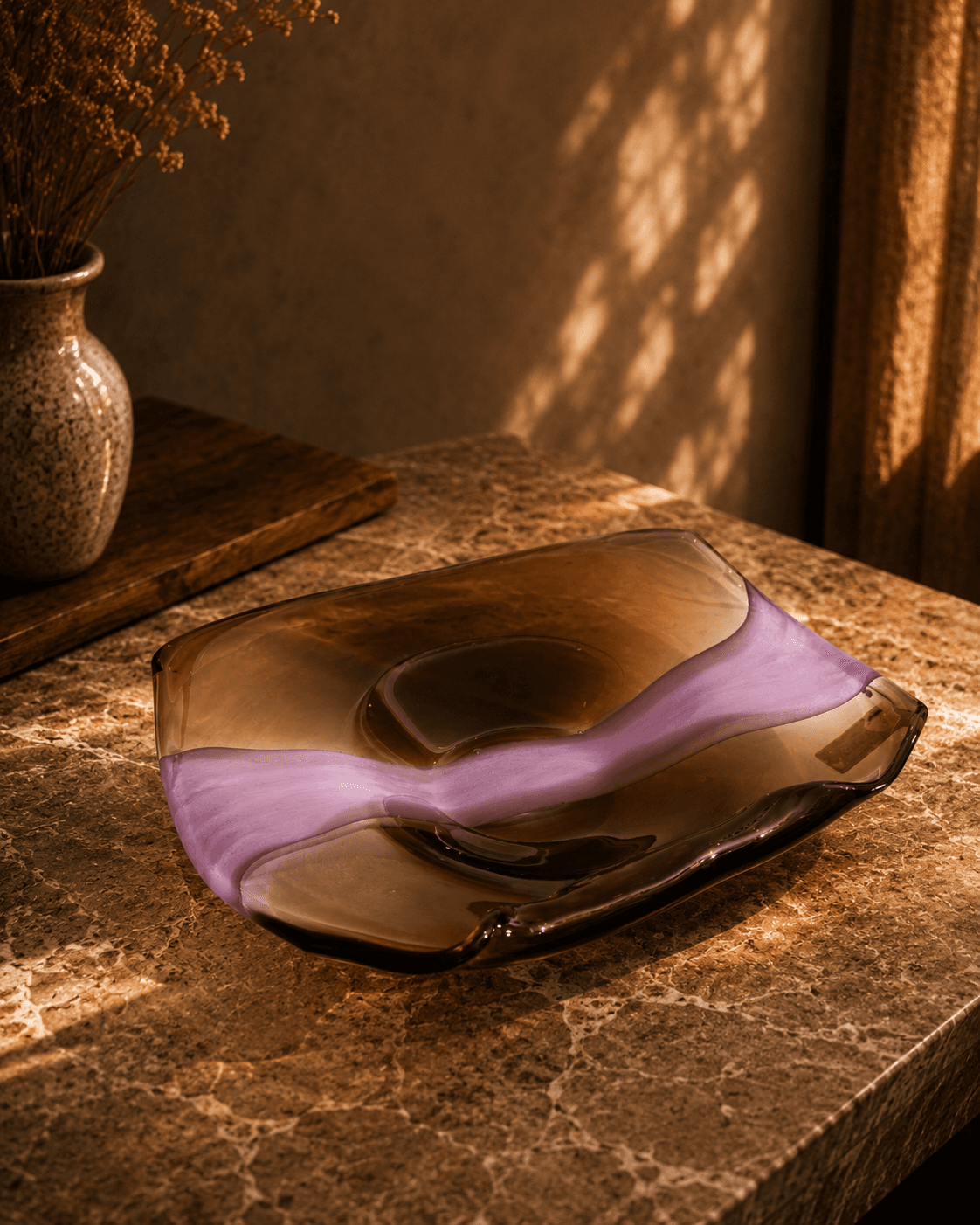 Murano Style Purple Glass Plate