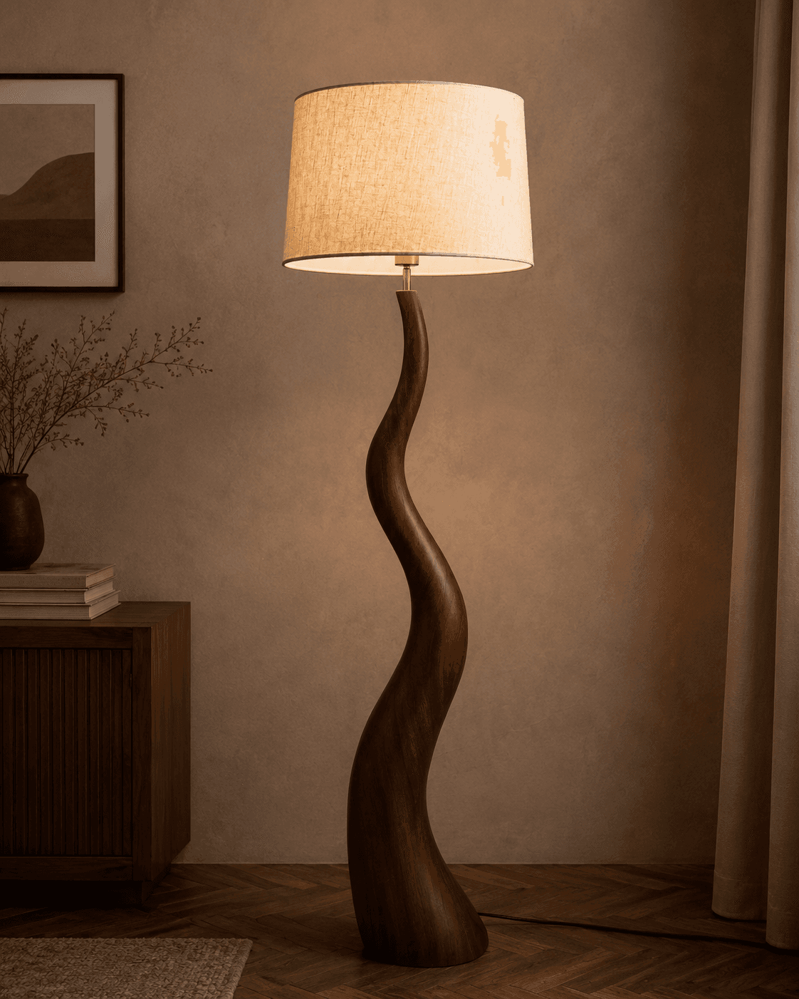 Wooden Curvy Floor Lamp