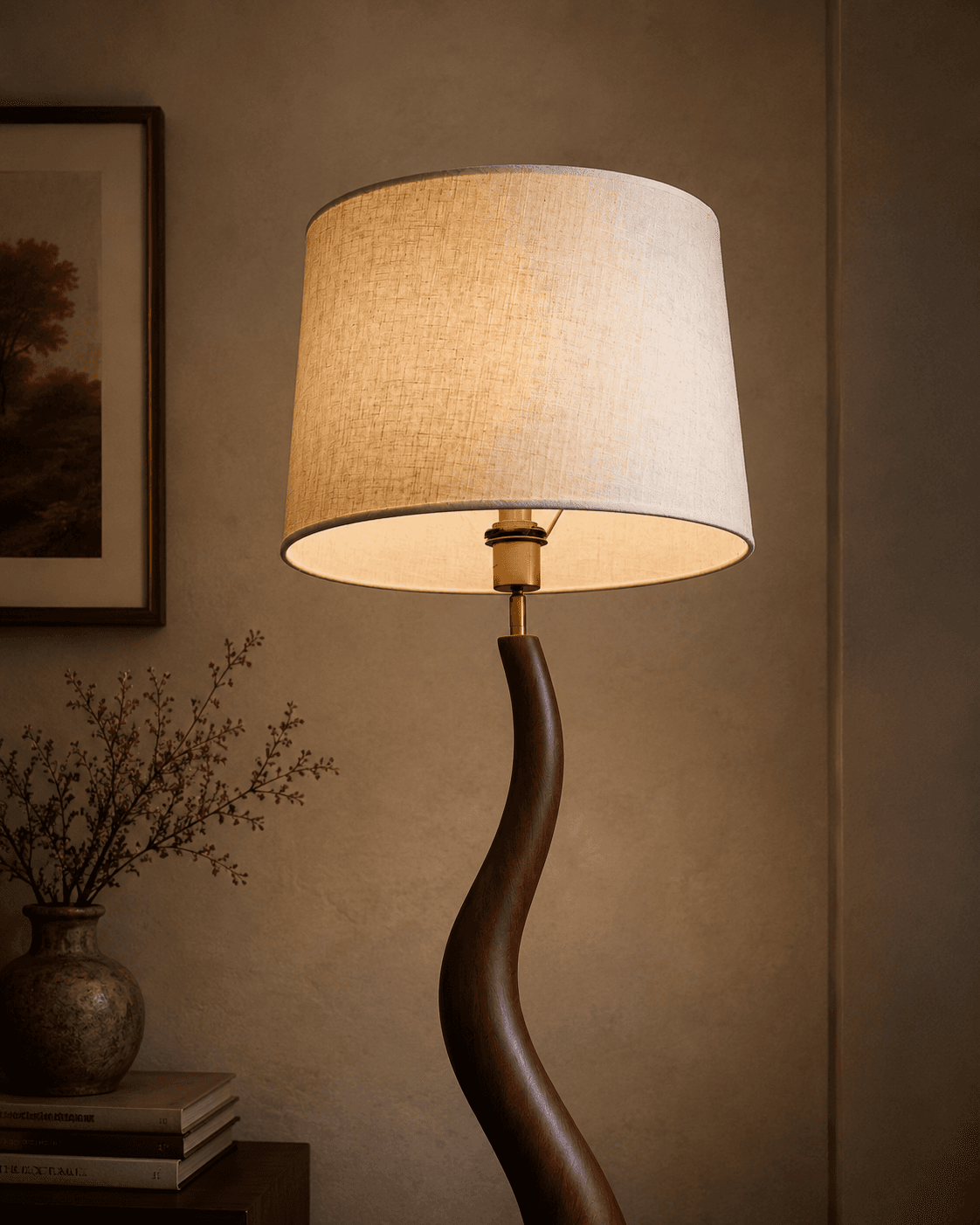 Wooden Curvy Floor Lamp