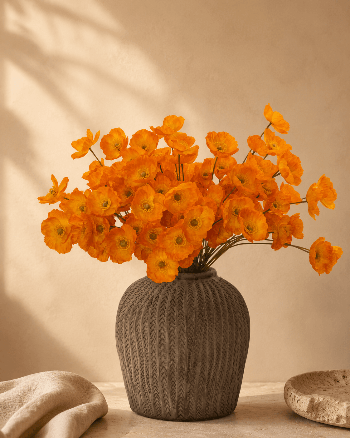 Poppy Orange Artificial Flower - Single Stem