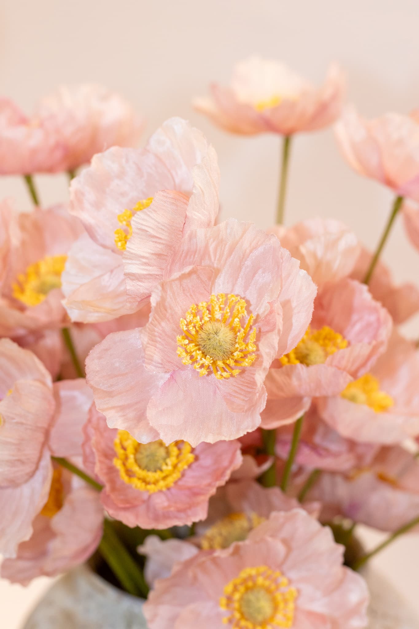 Poppy Baby Pink Artificial Flower - Single Stem