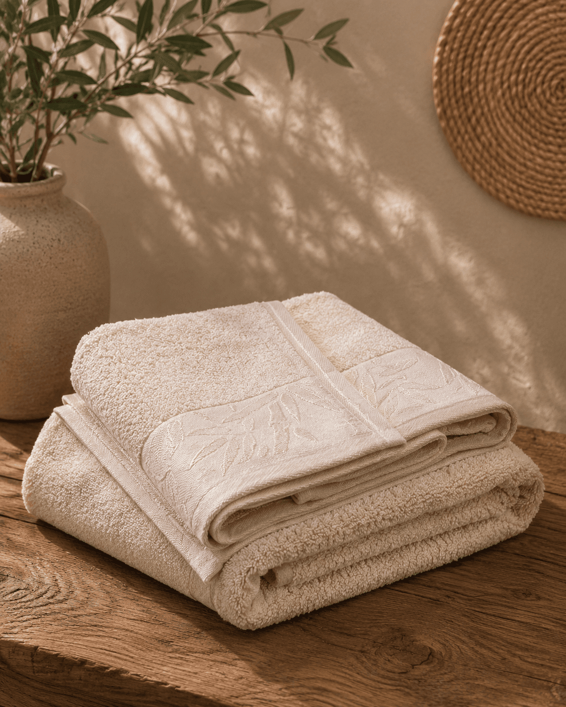 Bamboo Terry Bath and Hand Towel - Beige