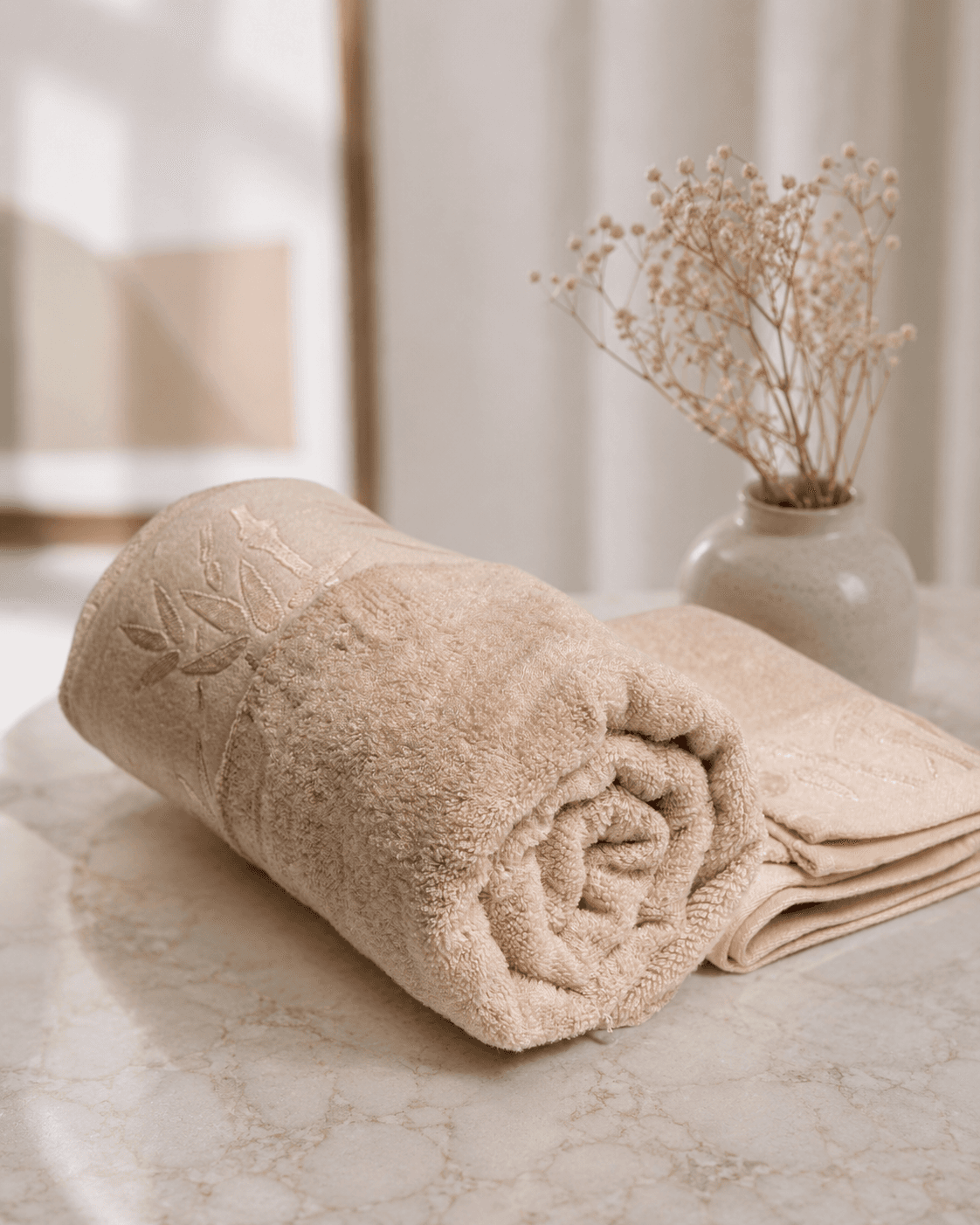 Bamboo Terry Bath and Hand Towel - Beige
