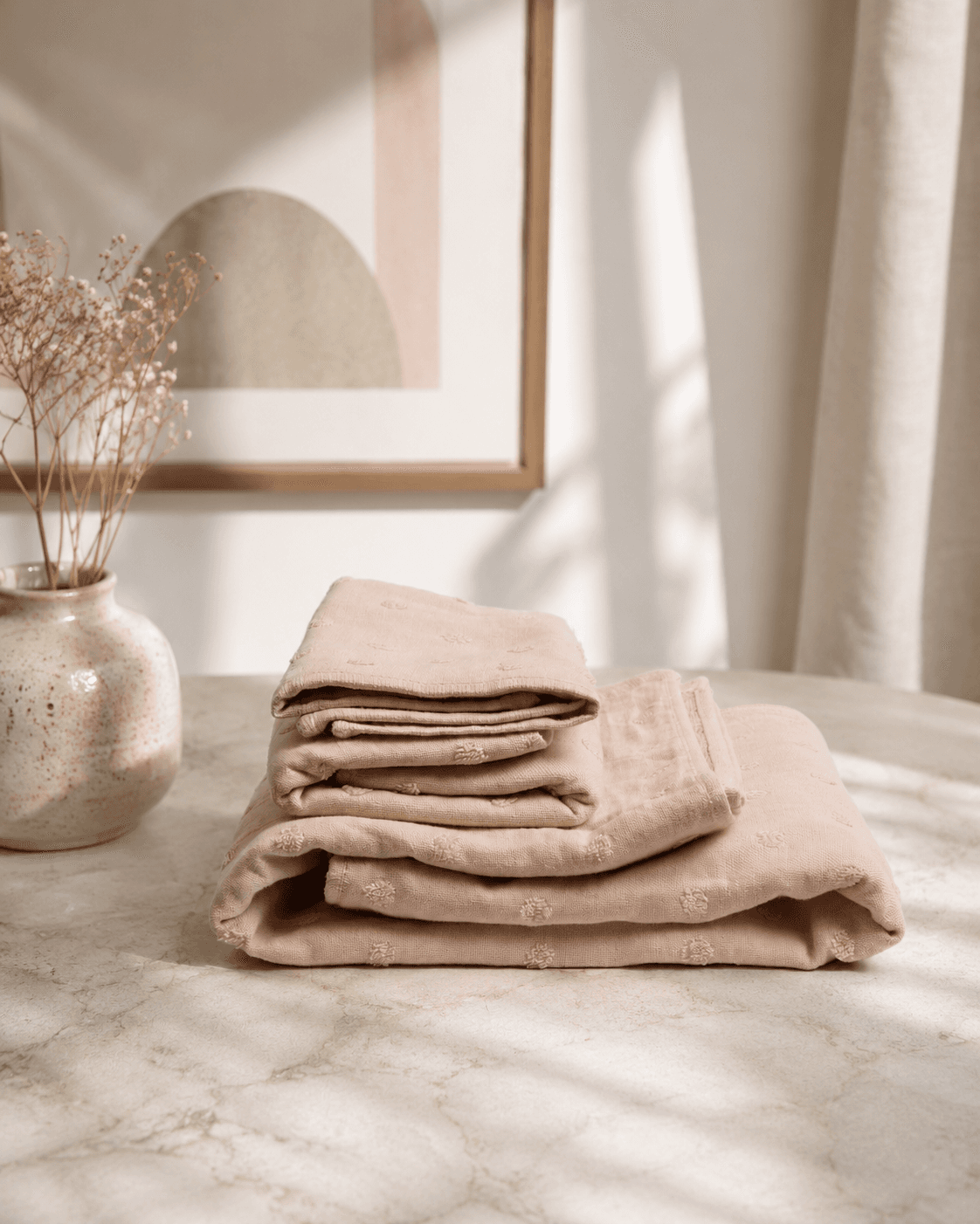 Bamboo Polka Dot Bath, Hand & Face Towel - Pink