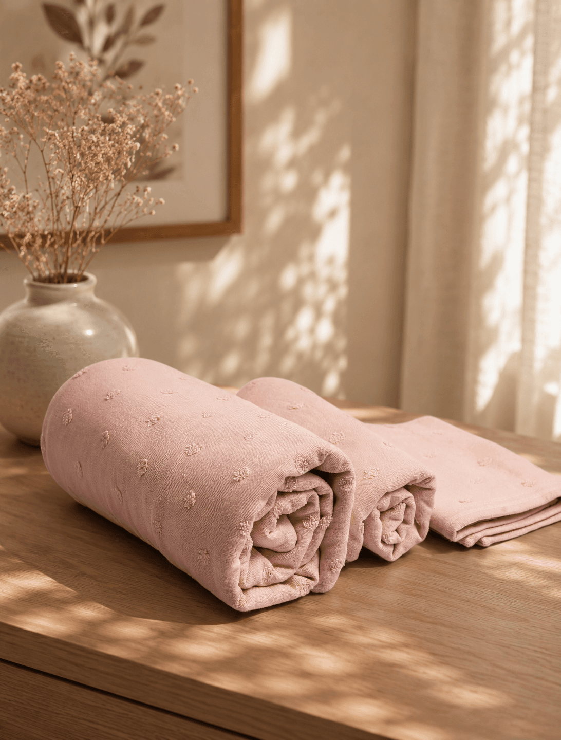Bamboo Polka Dot Bath, Hand & Face Towel - Pink