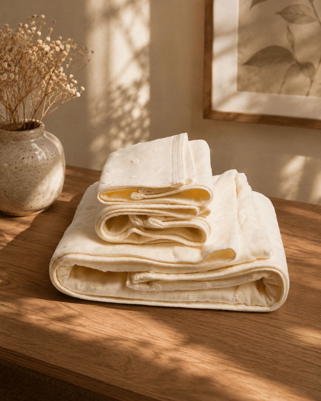 Bamboo Polka Dot Bath, Hand & Face Towel - White