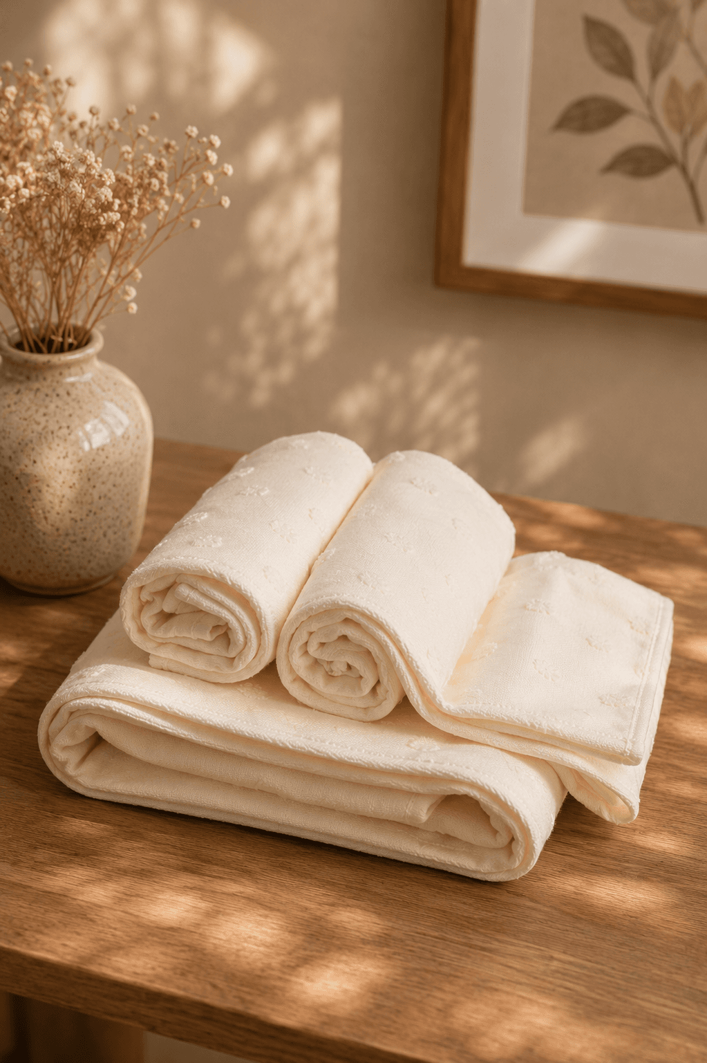 Bamboo Polka Dot Bath, Hand & Face Towel - White