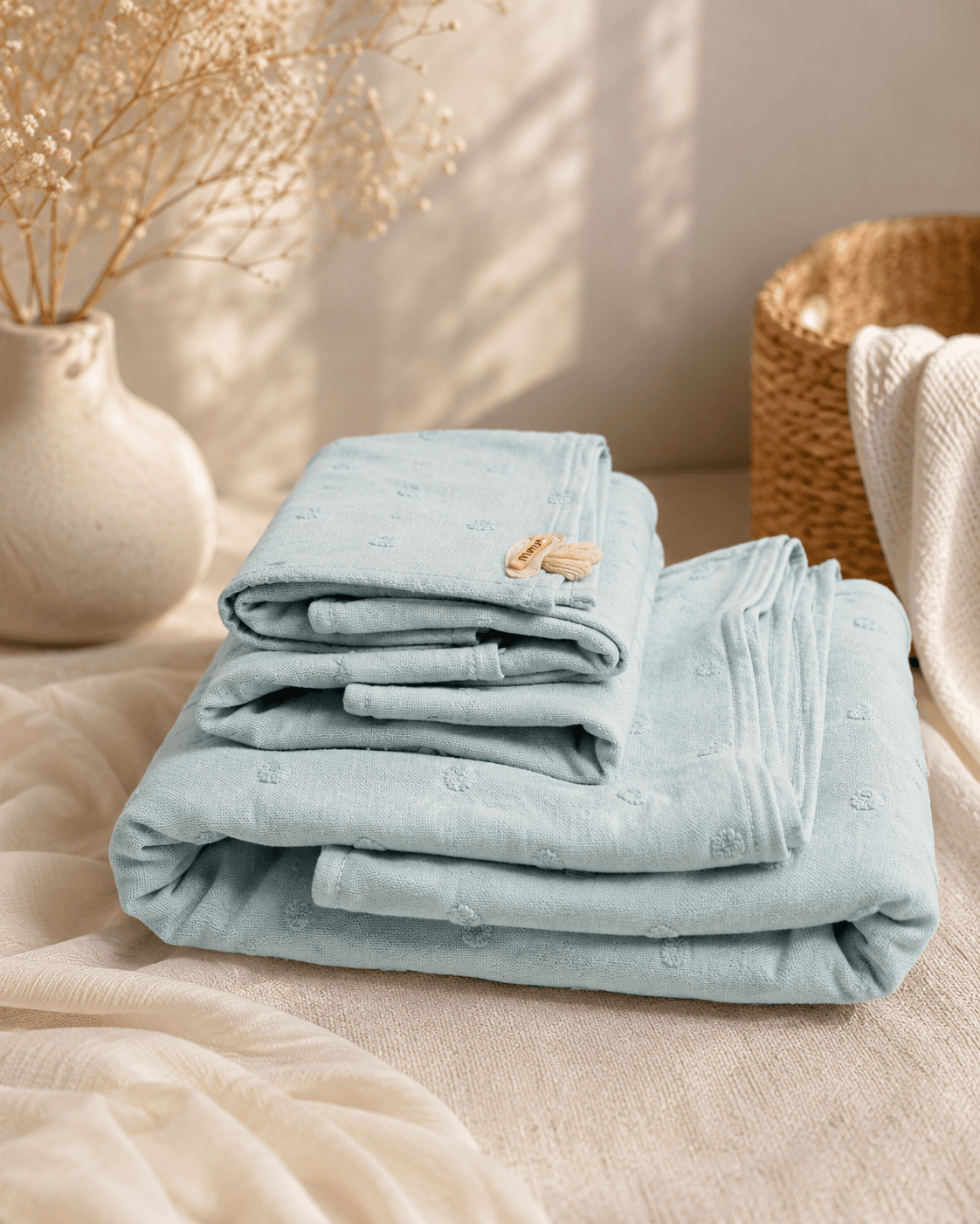 Bamboo Polka Dot Bath, Hand & Face Towel - Blue
