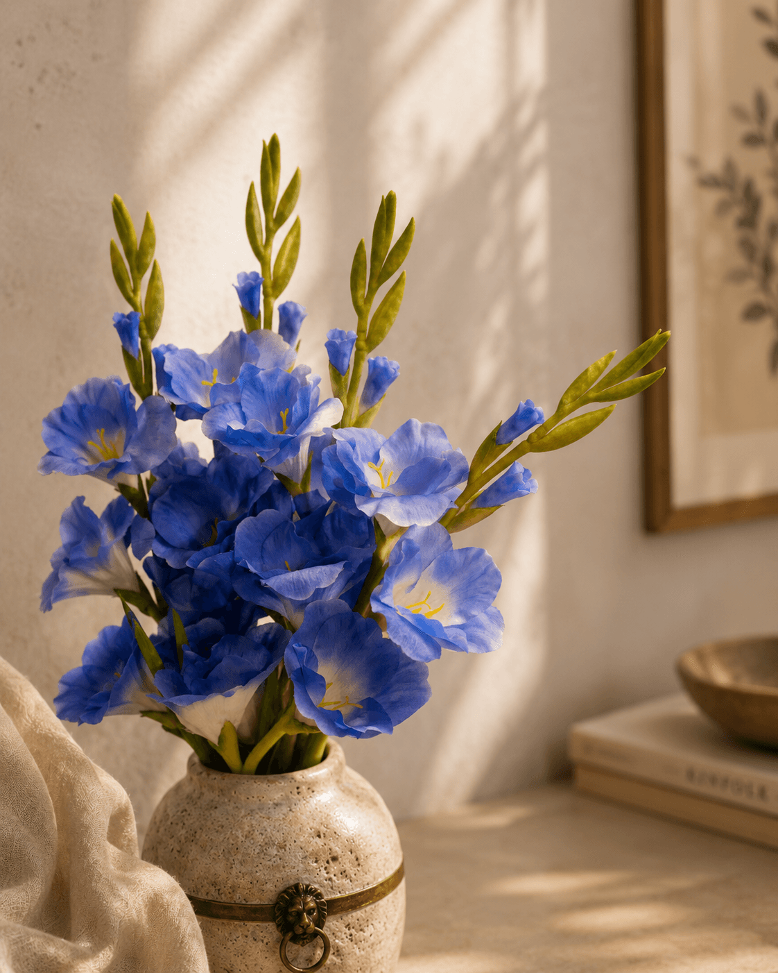 Gladiolus Blue Artificial Flower - Single Stem