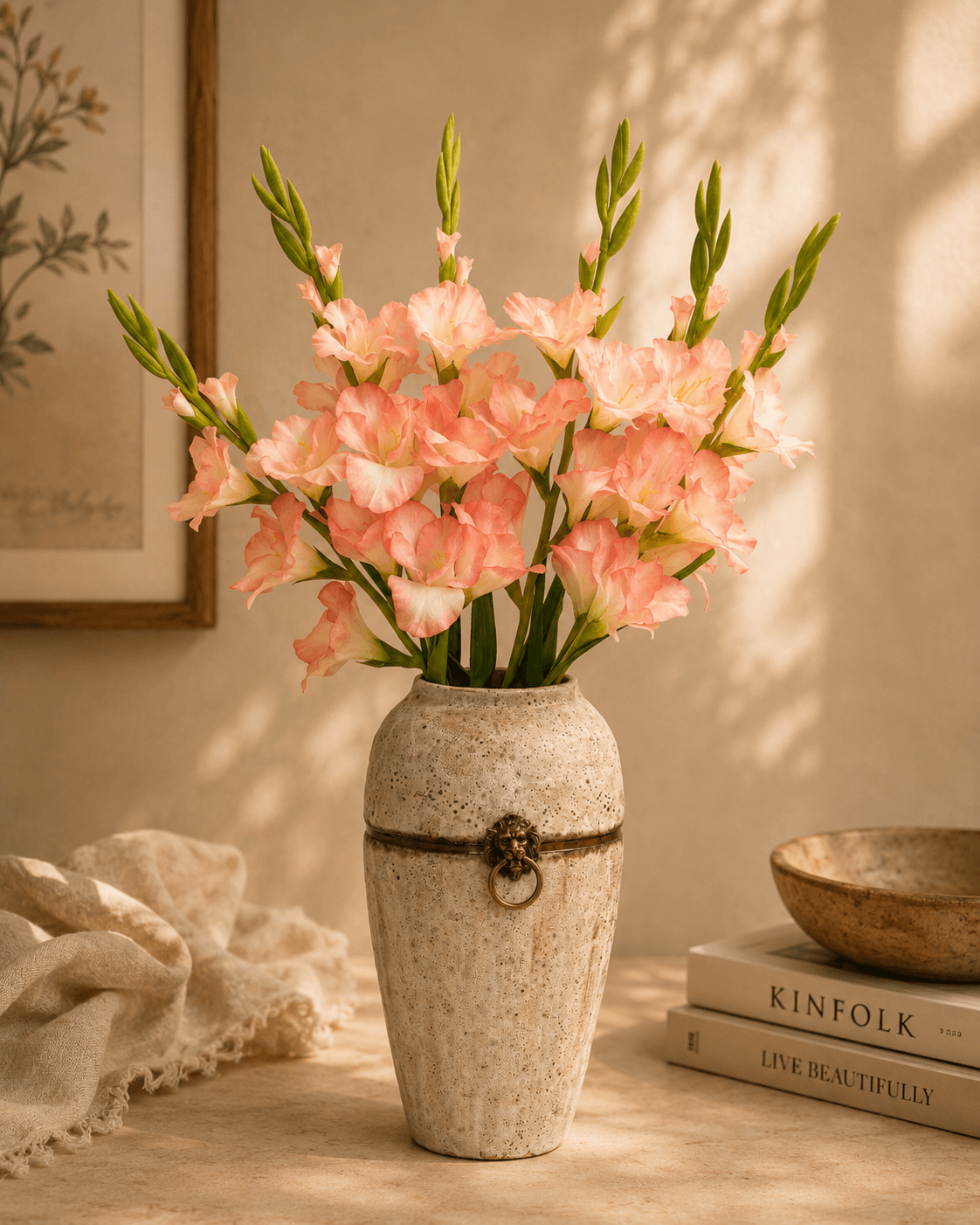 Gladiolus Baby Pink Artificial Flower - Single Stem