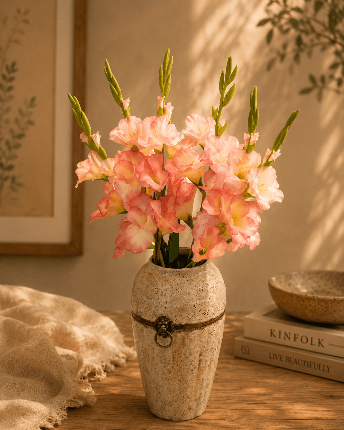 Gladiolus Baby Pink Artificial Flower - Single Stem