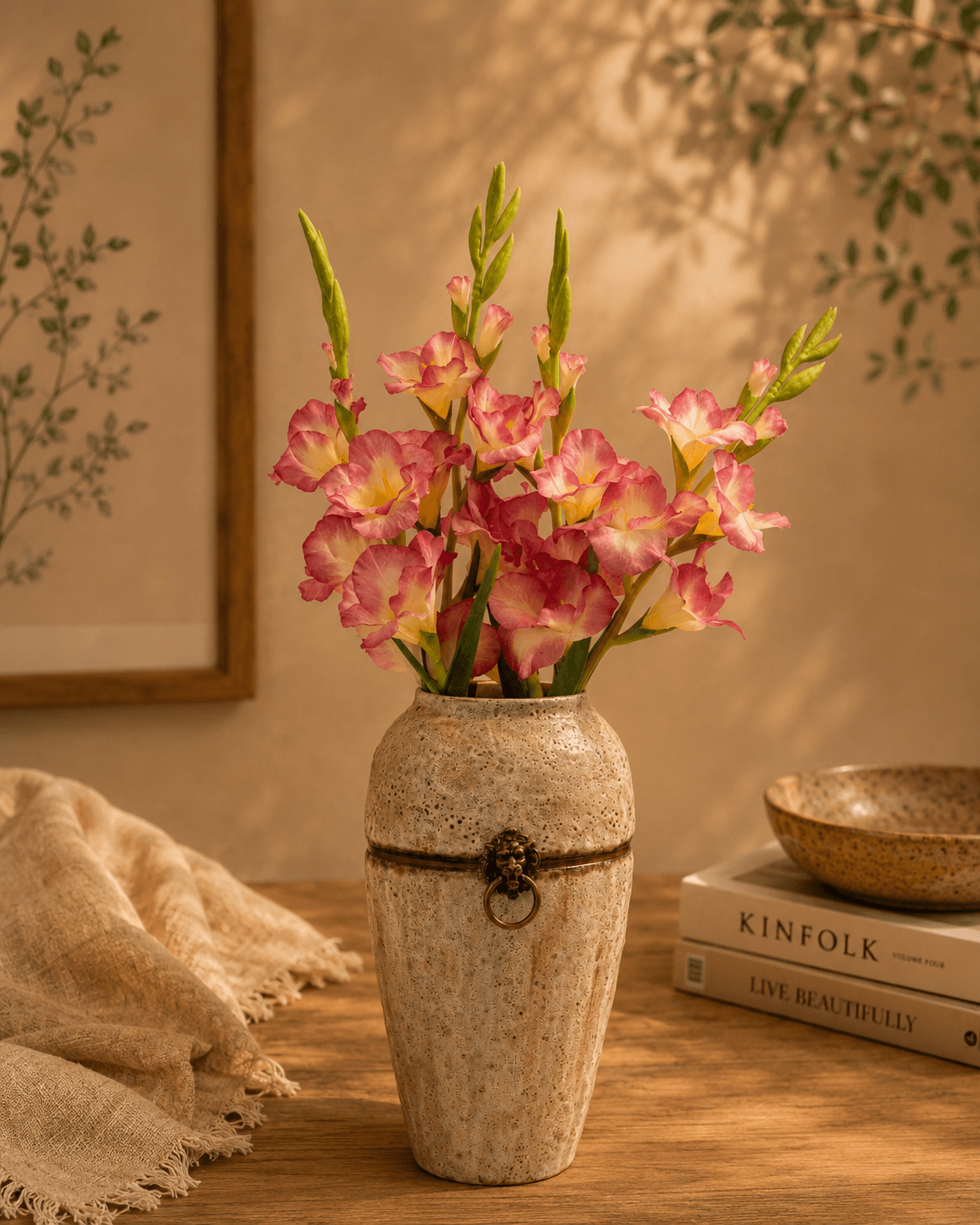 Gladiolus Dark Pink Artificial Flower - Single Stem