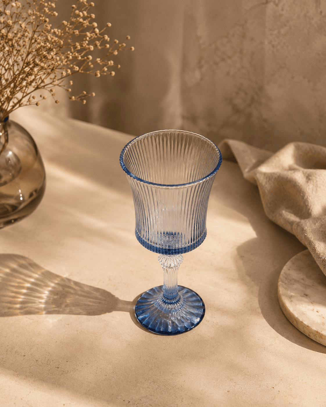 Ribbed Blue Goblet – Set of 6