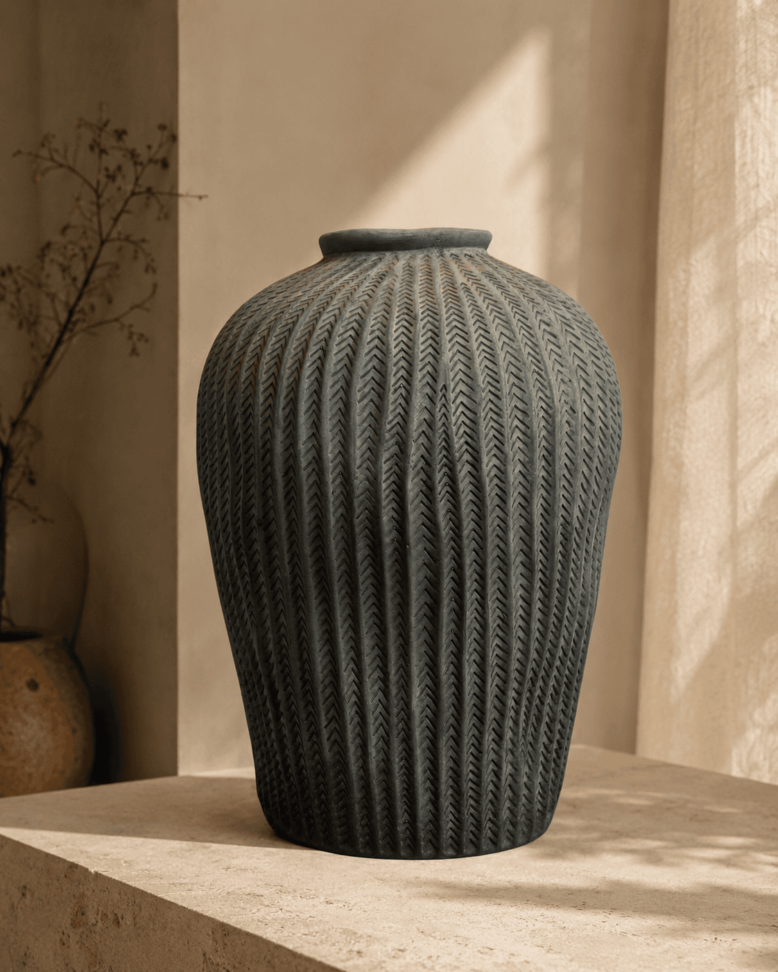 Vintage Moss Clay Planter - Large