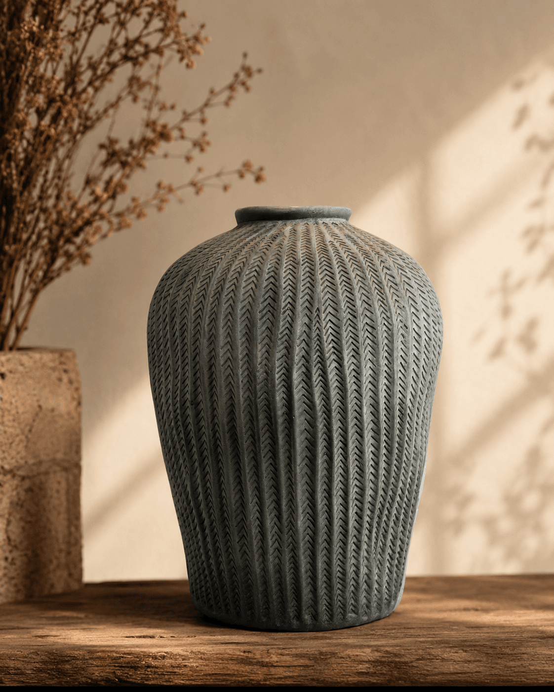 Vintage Moss Clay Planter - Large