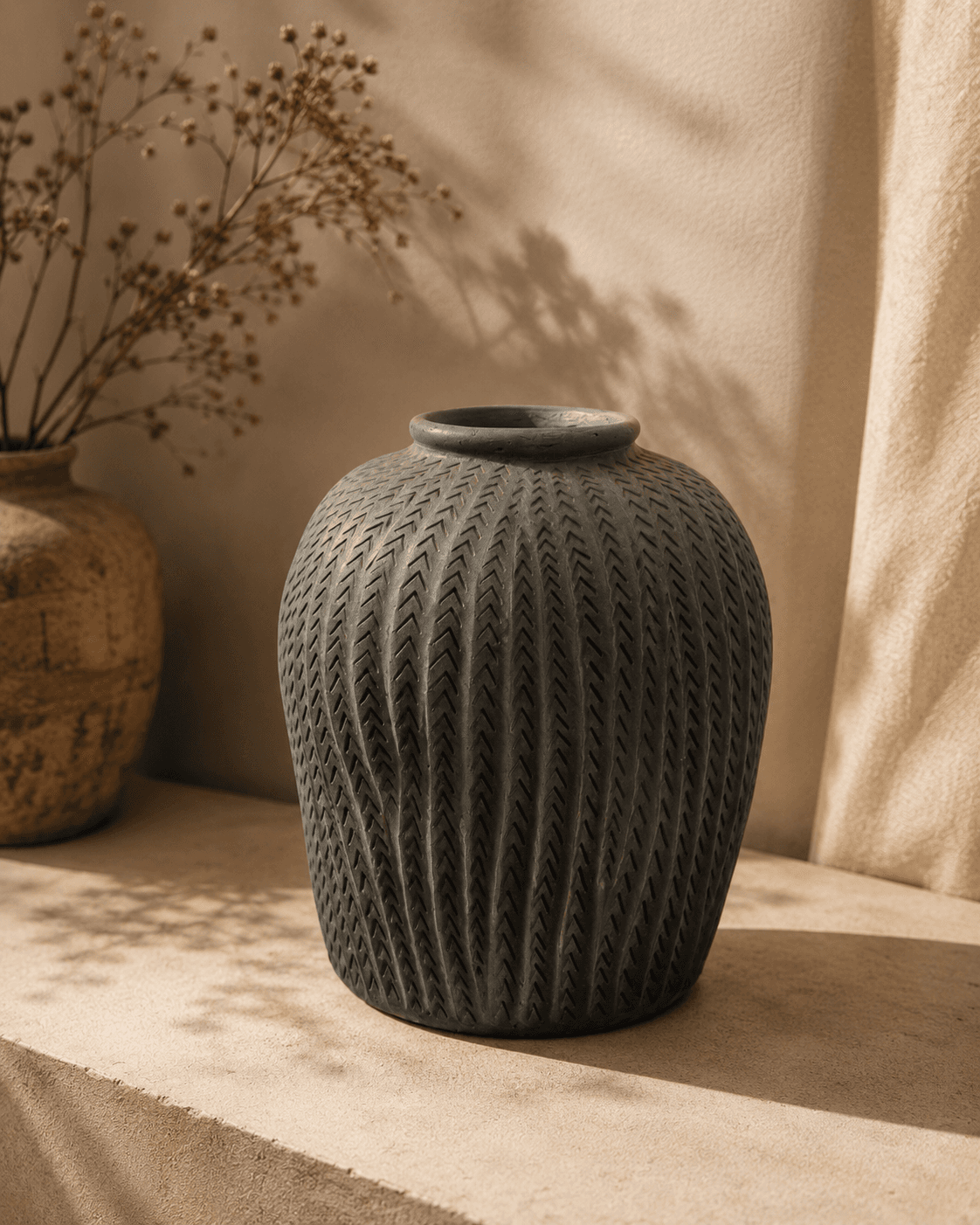 Vintage Moss Clay Planter - Small
