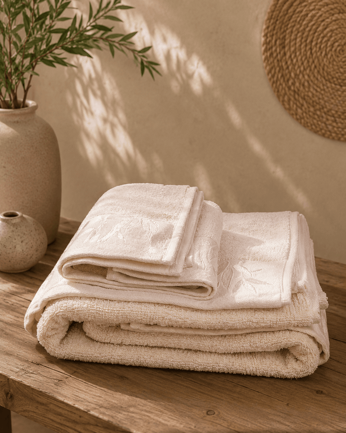 Bamboo Terry Bath and Hand Towel - Beige