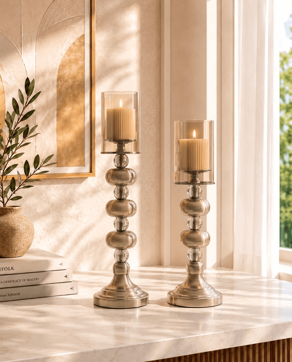 Metal & Glass 3-Tier Candle Stand
