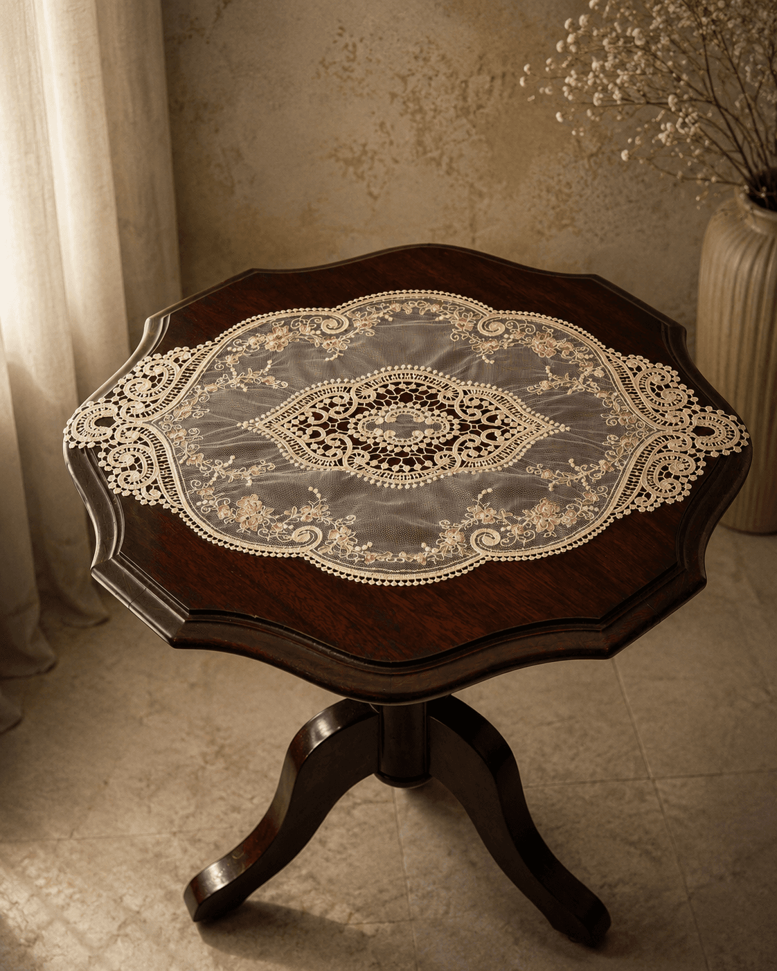 Rose Embroidered Lace Doillies