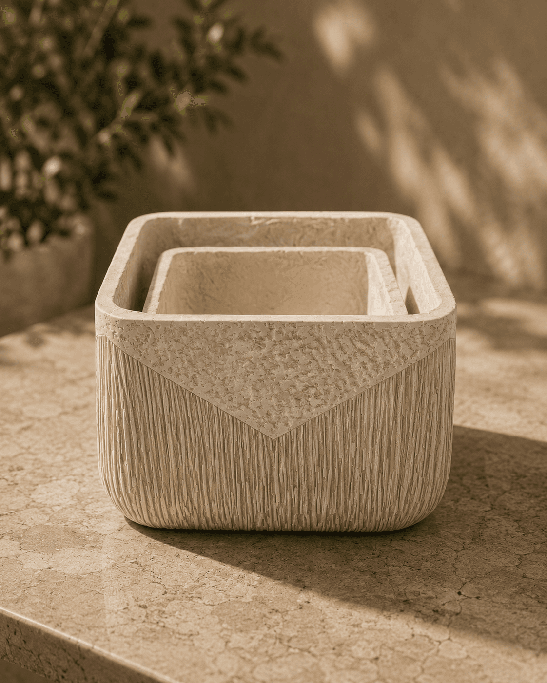 Square Clay Pot Set of 2