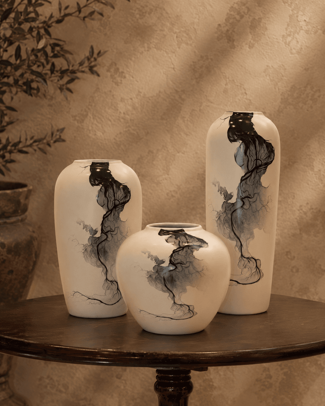 White & Black Vase (Set of 3)