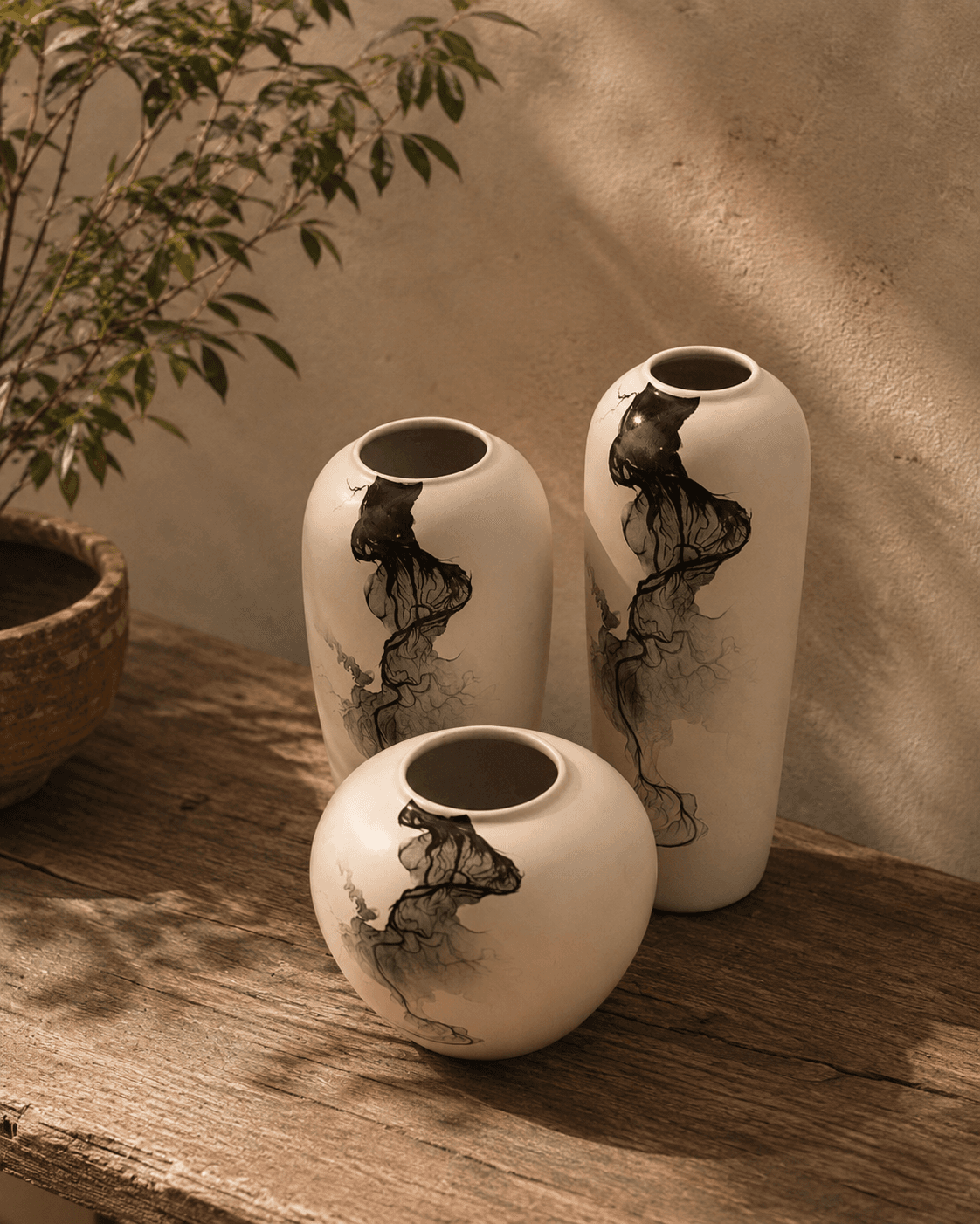 White & Black Vase (Set of 3)