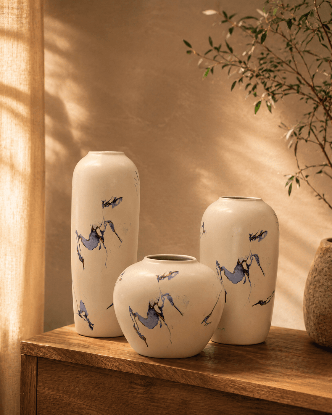 White & Blue Vase (Set of 3)