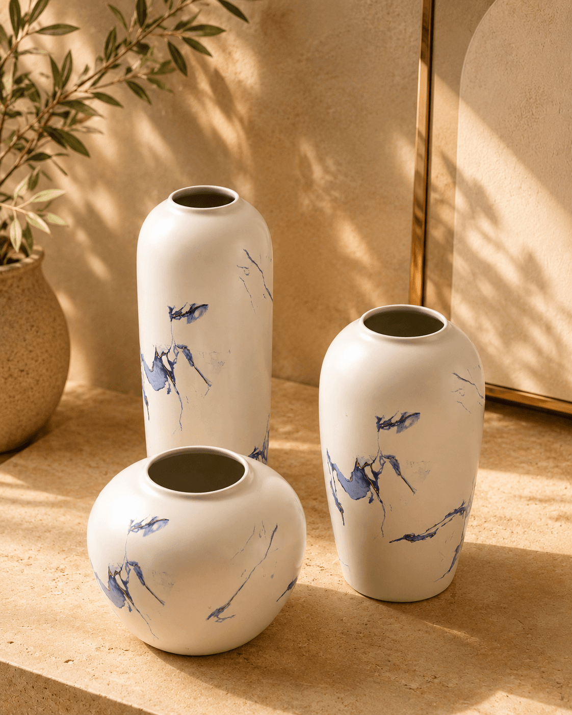 White & Blue Vase (Set of 3)