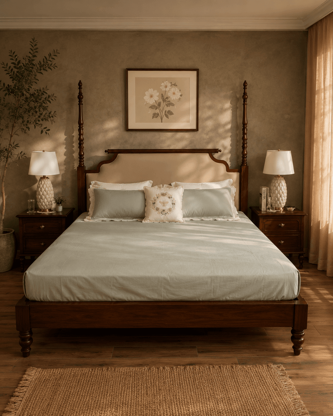 Double Lace Solid Bedsheet - Pastel Green