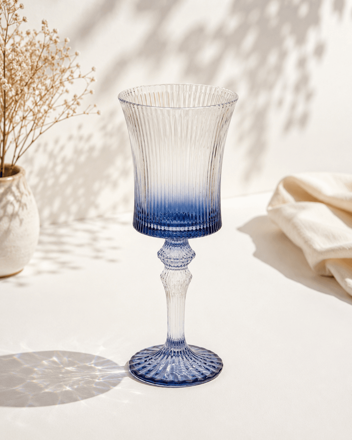 Ribbed Blue Goblet – Set of 6