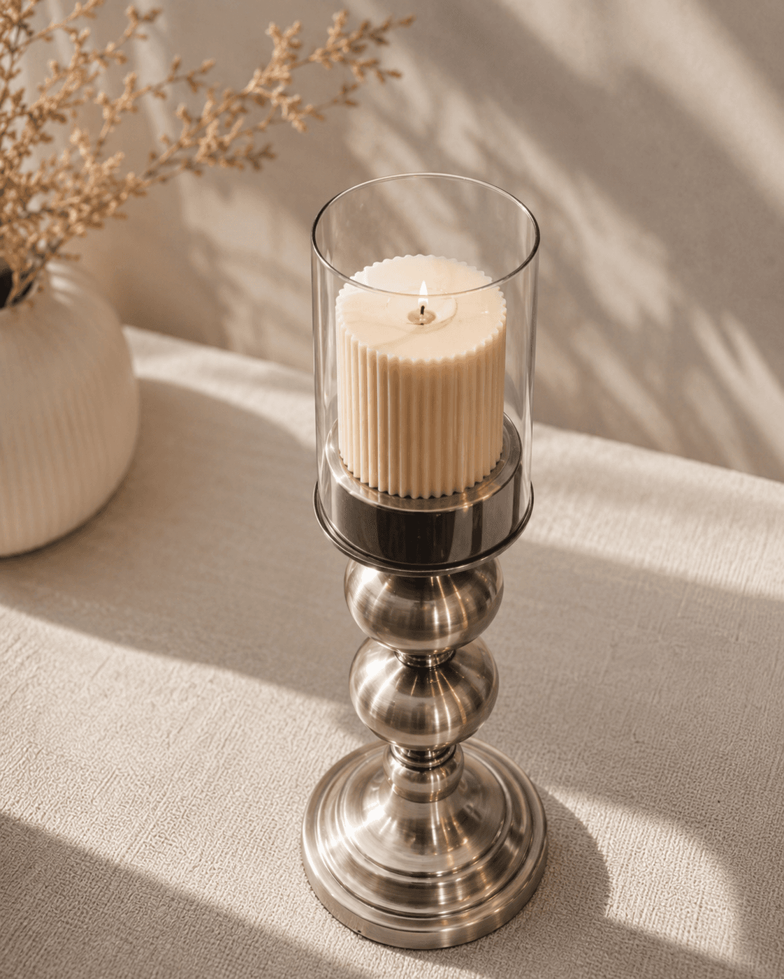 Metal & Glass 2-Tier Candle Stand