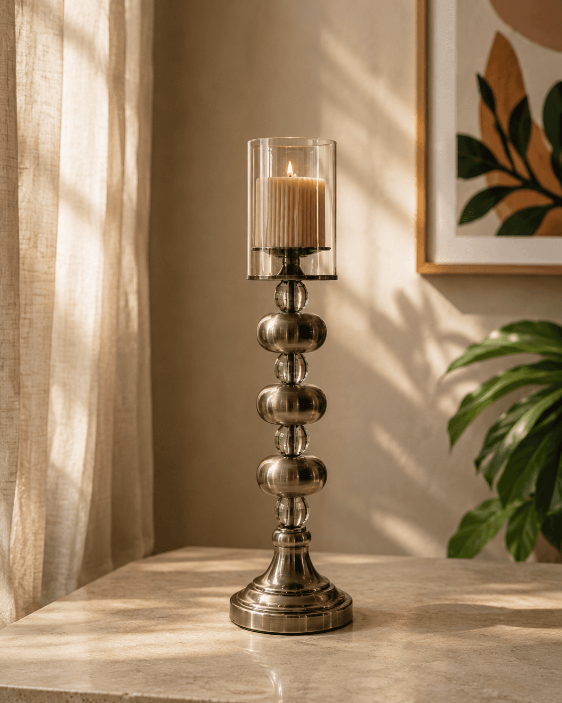 Metal & Glass 3-Tier Candle Stand