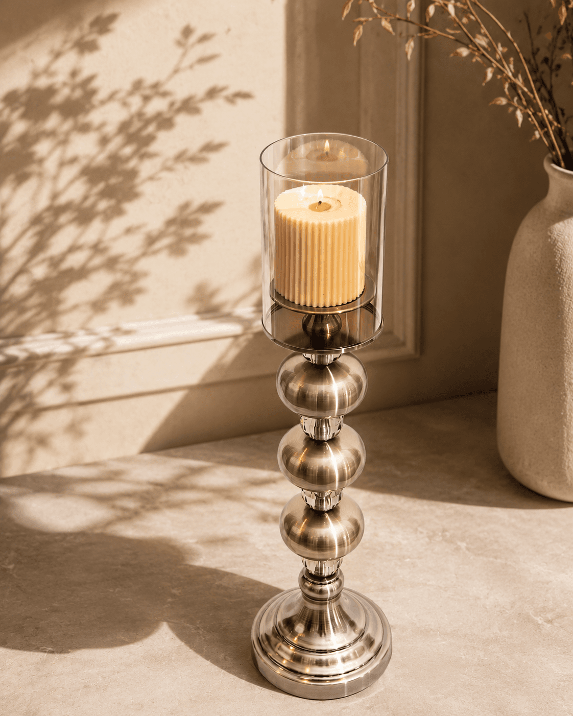 Metal & Glass 3-Tier Candle Stand